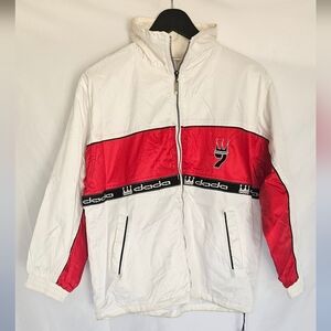 Vintage Dada Supreme Windbreaker Jacket with Hidden Hood White/Red Boys Size 16